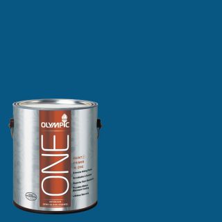 Olympic One 114 fl oz Interior Semi Gloss Brilliant Blue Latex Base Paint and Primer in One with Mildew Resistant Finish