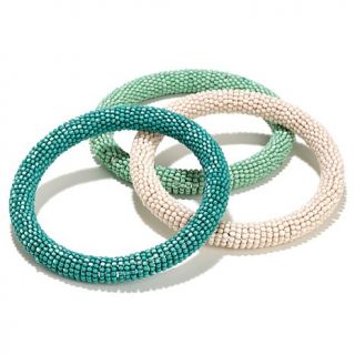 BAJALIA "Jayi" Set of 3 Seed Bead Solid Color Bangle Bracelets
