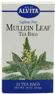 Alvita Tea Bags, Mullein Leaf, Caffeine Free, 24 tea bags [0.93 oz (26.4 g)] (Pack of 3) Health & Personal Care