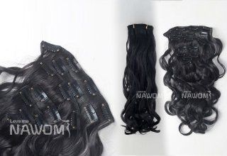 22"wavy Curly Clip in Hair Extensions 7 Piece Set Color Natural Black 902d 2 55  Beauty