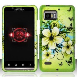 Motorola Droid Bionic xt875 Accessory   Green Hibiscus Hawaii Flower Design Protective Hard Case Cover for Verizon Cell Phones & Accessories
