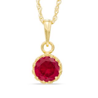 0mm Lab Created Ruby Crown Pendant in Sterling Silver with 14K Gold
