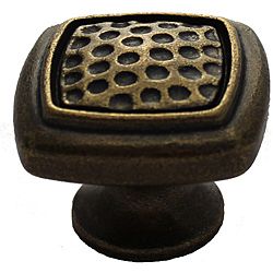 Gliderite Antique Brass Rounded Square Dimpled Cabinet Knobs (pack Of 25)