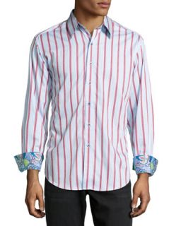 Long Sleeve Striped Poplin Shirt, Multi