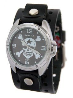 Nemesis Men's Skull Watch With Leather Cuff Band #HSK906K at  Men's Watch store.
