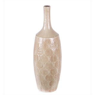 Privilege Large Brown Stamped Decorative Ceramic Vase