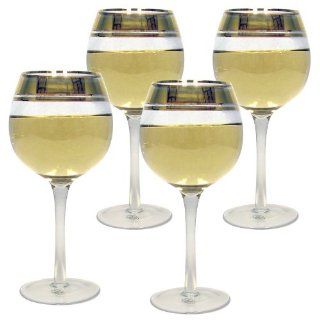 Colin Cowie Gold Trimmed Wine Glasses   Set of 4 Kitchen & Dining