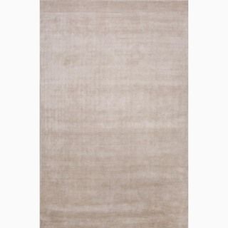 Hand made Solid Pattern Ivory/ White Bamboo Silk Rug (3.6x5.6)