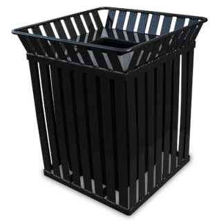 Witt Oakley Trash Receptacle with Flat Top M3601 SQ FT BK Finish Green