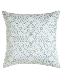 Pillow with Blue Scroll Embroidery, 18Sq.   Dena Home