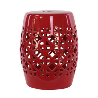 Urban Trends Collection Red Ceramic Garden Stool