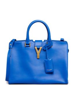 Y Ligne Cabas Mini Leather Bag, Cobalt   Saint Laurent