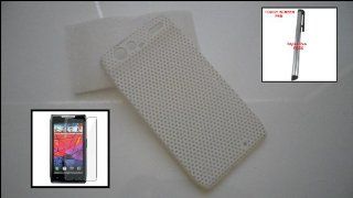 Motorola Droid RAZR XT910 Snap on Perforated Mesh White Color Back Case + Clear Screen Protector + One FREE Touch Screen Stylus Pen Cell Phones & Accessories