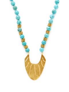 Turquoise & Geometric Station Necklace by Wendy Mink