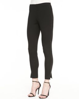 Womens Stretch Milano Knit Legging with Soft Napa Leather Binding & Elastic