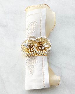 Gold & White Double Burst Napkin Ring   Kim Seybert