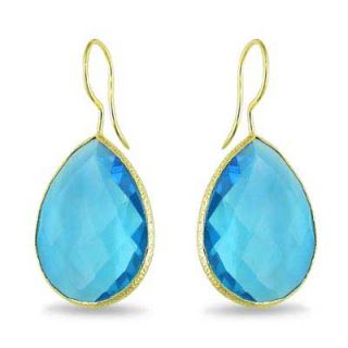 Valenza Pear Shaped Lab Created Blue Topaz Drop Earrings in Sterling