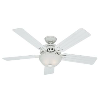 Hunter Beachcomber 52 in White Outdoor Downrod or Flush Mount Ceiling Fan with Light Kit
