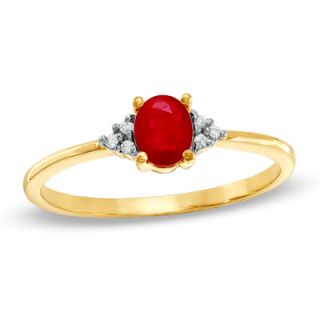 Oval Ruby and Diamond Accent Ring in 10K Gold   Zales