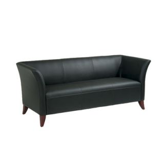 Office Star Leather Sofa with Open Wing SL1 X Leather Color Black