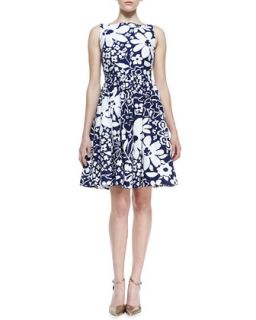 Womens tanner sleeveless floral print bow back dress, french navy/white   kate
