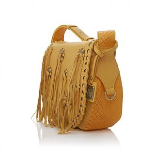 Chi by Falchi Leather Flap Bag with Snake Embossing