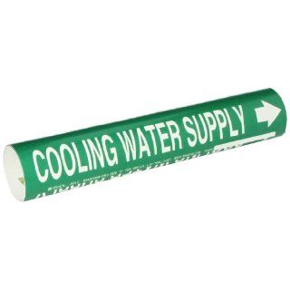 Brady 4044 C Bradysnap On Pipe Marker, B 915, White On Green Coiled Printed Plastic Sheet, Legend "Cooling Water Supply" Industrial Pipe Markers