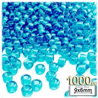The Crafts Outlet 1000 Piece Round Plastic Transparent Pony Beads, 6 by 9mm, Aqua