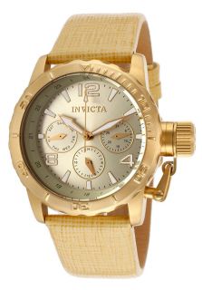 Invicta 14797  Watches,Womens Corduba Gold Tone Dial Light Yellow Genuine Leather, Casual Invicta Quartz Watches