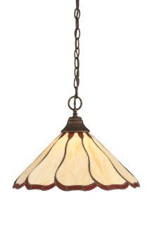 Toltec Lighting 10 BRZ 916 One Light Chain Pendant Bronze with Honey and Burgundy Flair Tiffany Glass, 16 Inch   Ceiling Pendant Fixtures  