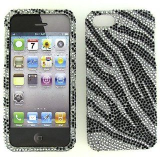 Apple iPhone 5 Bling Hard Case   Black/ Silver Zebra Cell Phones & Accessories