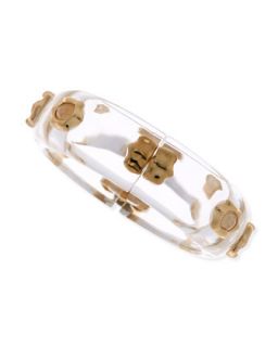 Mother of Pearl Studded Lucite Bracelet, Clear   Alexis Bittar