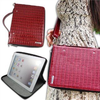 Luxury Designer Inspired Croc Embossed Leatherette Shoulder Cross body Case Bag for the New Apple iPad 3, and iPad 2 Computers & Accessories