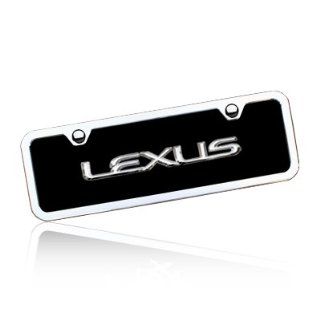 Lexus Name Half size Black Metal License Plate Frame Kit Automotive