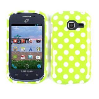 White Polka Dots on Lime Green Snap on Cover Faceplate for Samsung Discover and Ventura R740 Cell Phones & Accessories