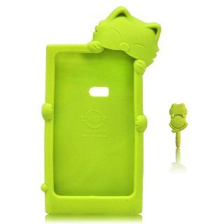 Boriyuan OEM Green 3D Kiki Cat Gel Silicone Rubber Case Cover Skin for Nokia Lumia 920 + Free Headphone Dust proof Plug Cell Phones & Accessories
