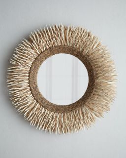 Round Coconut Shell Mirror