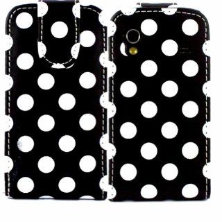 Polka Flip Case Cover Skin For Samsung Galaxy Ace S5830 / White Polka Dots Spots Black Cell Phones & Accessories
