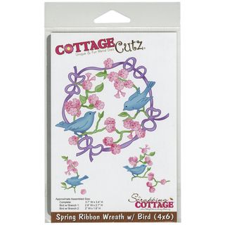 Cottagecutz Die 4inx6in spring Ribbon Wreath W/bird