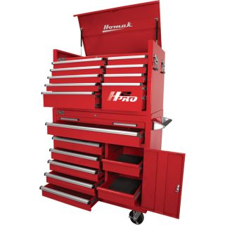 Homak H2PRO 41in. 9-Drawer Top Tool Chest — Red, 41 1/8in.W x 21 3/4in.D x 24 1/2in.H, Model# RD0201091  Tool Chests