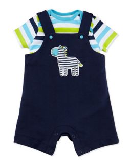 Zebra French Terry Shortall Two Piece Set, Black, 3 24 Months   Offspring