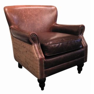 Furniture Classics LTD Leather and Burlap Script Arm Chair 91 4501