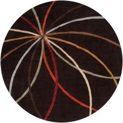 Hand tufted Black Contemporary Cheeka Wool Abstract Rug (99 Round)