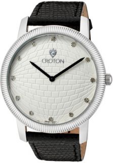 Croton CN307298BSSS  Watches,Mens Diamond Marker Lizard Strap, Casual Croton Quartz Watches