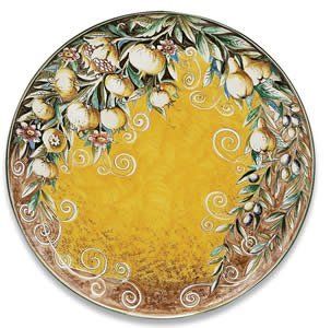 Handmade Toscana Round Platter With Olives Kitchen & Dining