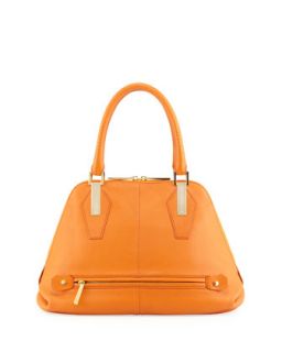 Beverly Leather Satchel Bag, Tangerine   Halston Heritage
