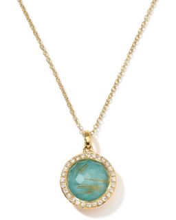 18k Gold Rock Candy Mini Lollipop Pendant Necklace, Quartz/Turquoise/Diamonds  