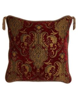 Reversible Pillow with Two Beaded Tassels, 20Sq.   Austin Horn Classics