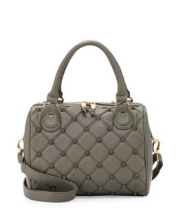 Empress Stud Quilted Faux Leather Duffle Bag, Dove   Deux Lux