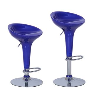 Adeco Deep Blue Form Fitted Adjustable Barstool Chairs (set Of 2)